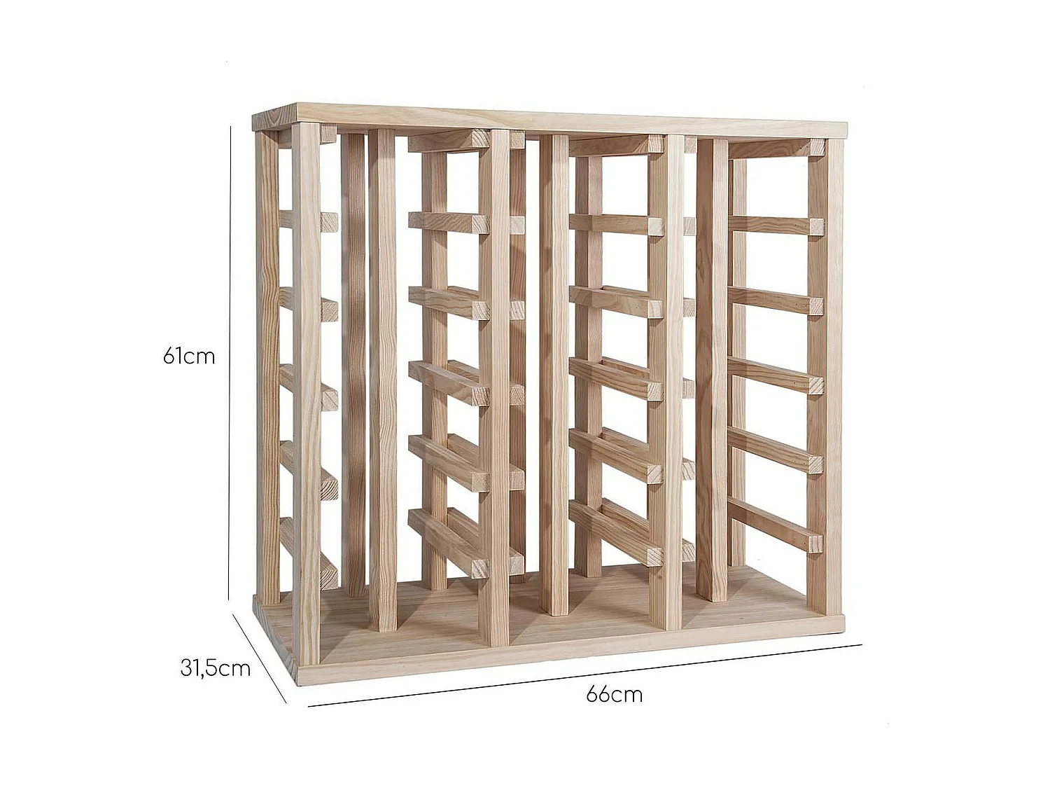 WELL HOME - Casier à bouteilles en bois de pin 36 étagères NON VERNI