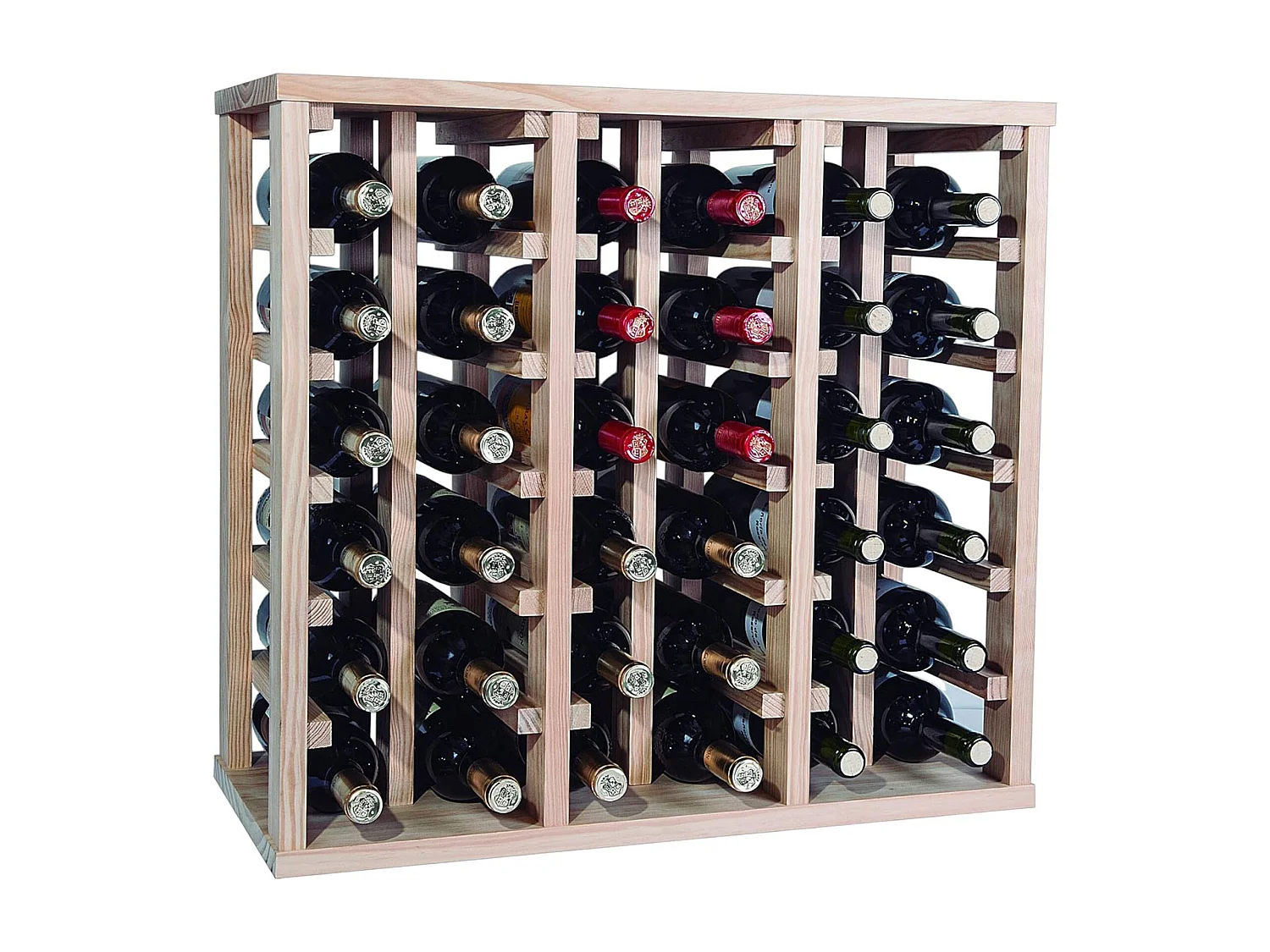 WELL HOME - Casier à bouteilles en bois de pin 36 étagères NON VERNI