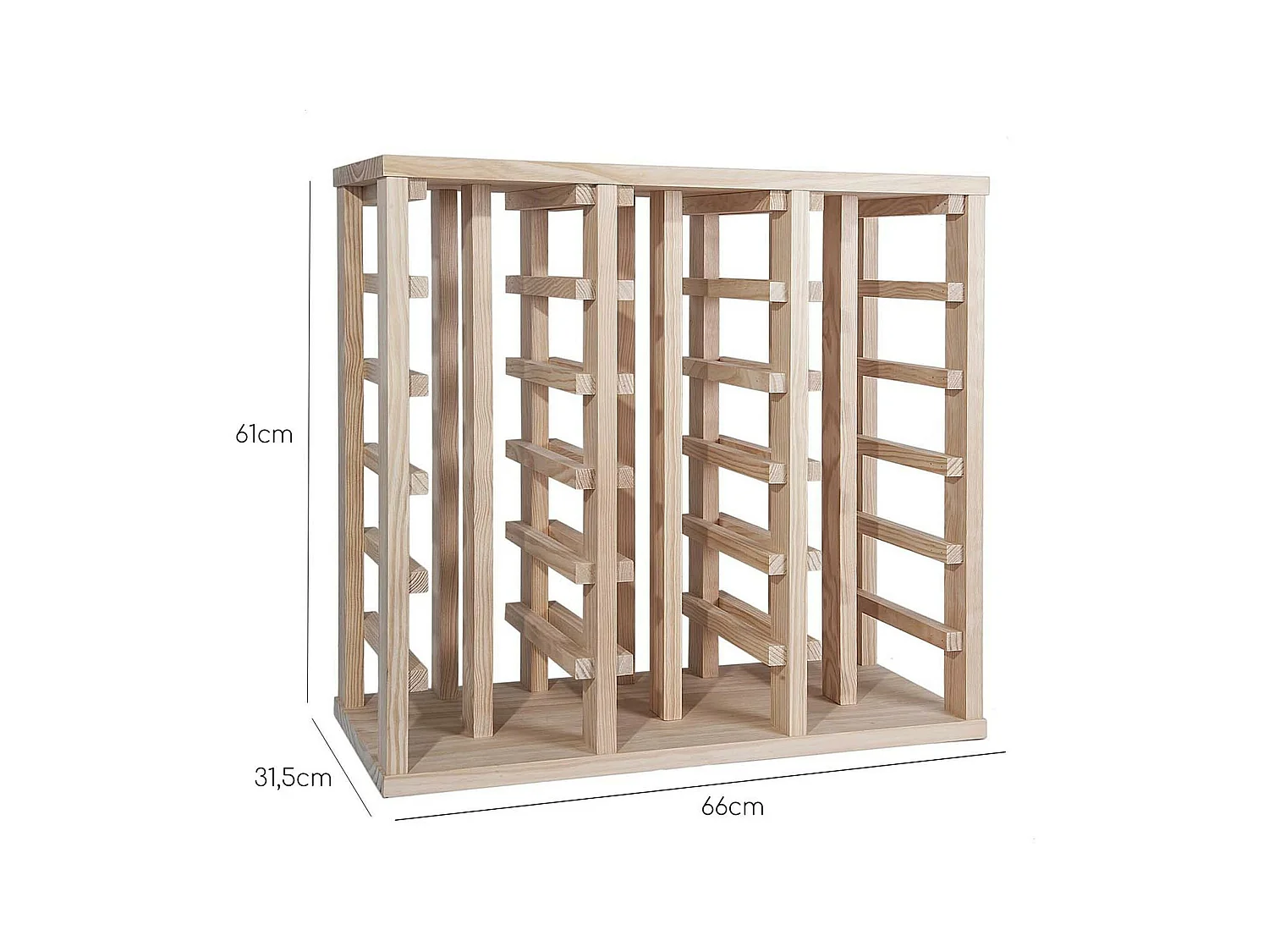 WELL HOME - Casier à bouteilles en bois de pin 36 étagères NON VERNI