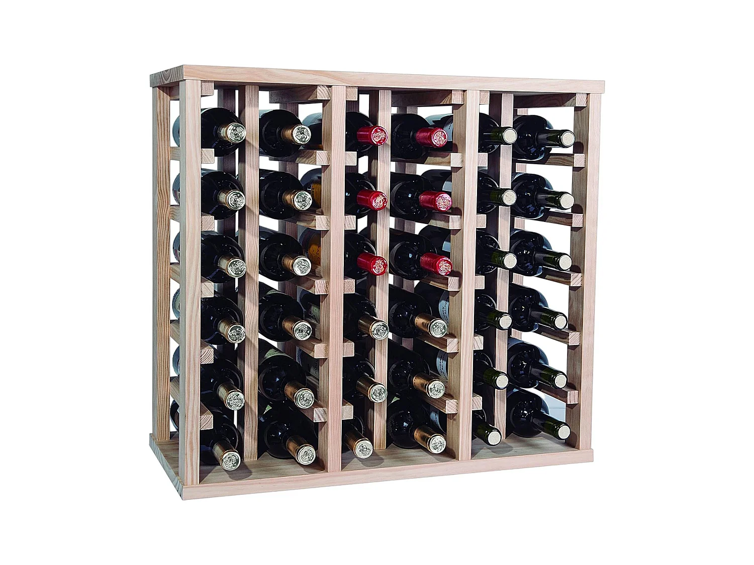 WELL HOME - Casier à bouteilles en bois de pin 36 étagères NON VERNI