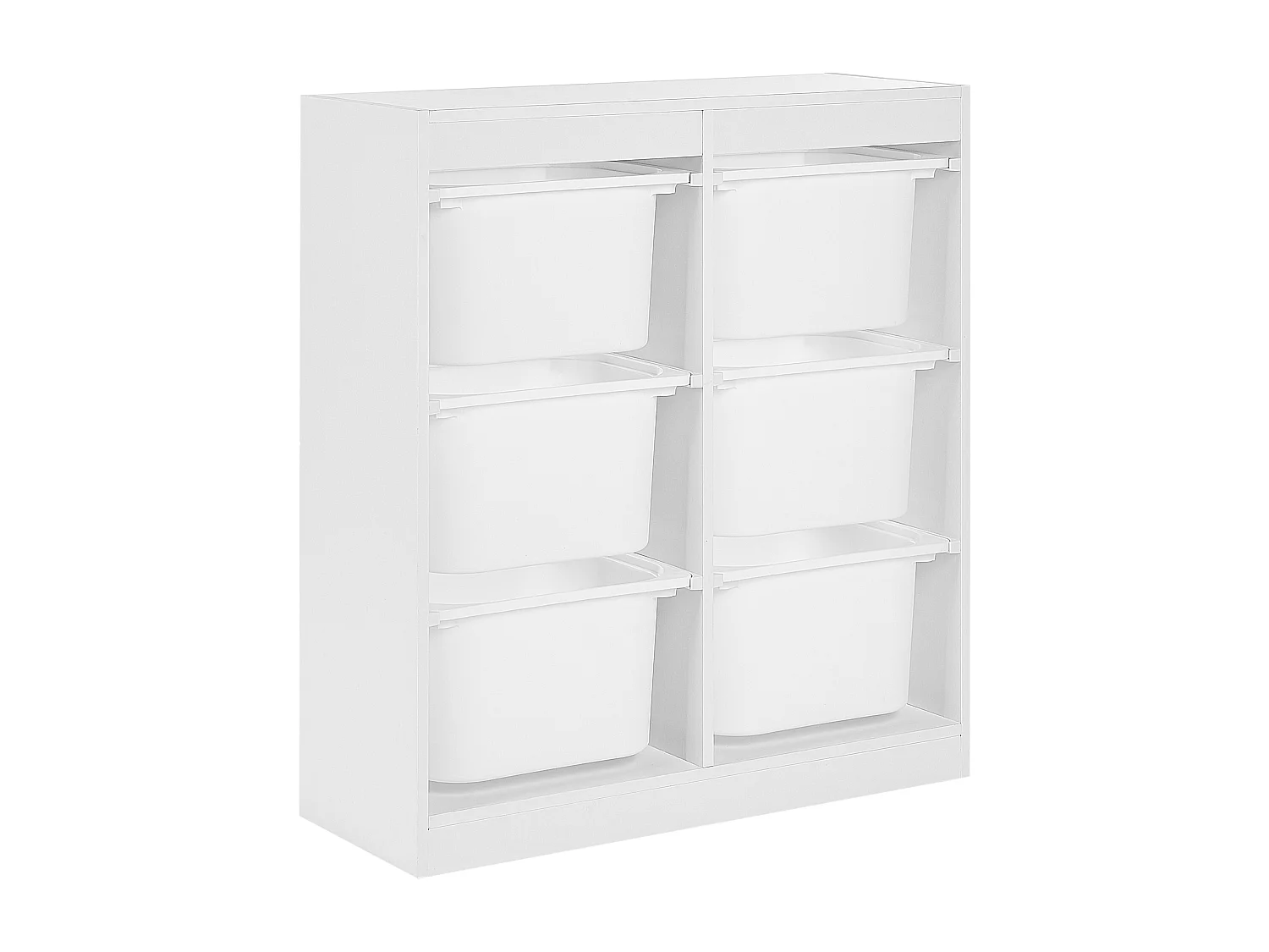 Regal mit 6 Aufbewahrungsboxen TOBIN Holzwerkstoff Weiss