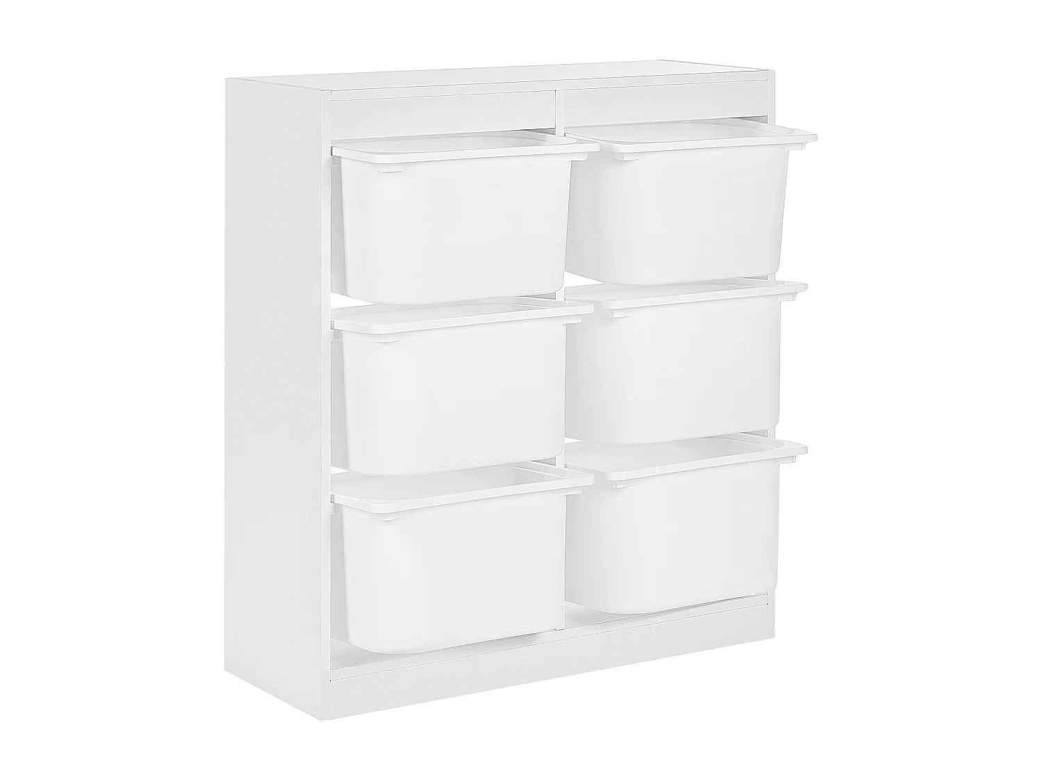 Regal mit 6 Aufbewahrungsboxen TOBIN Holzwerkstoff Weiss