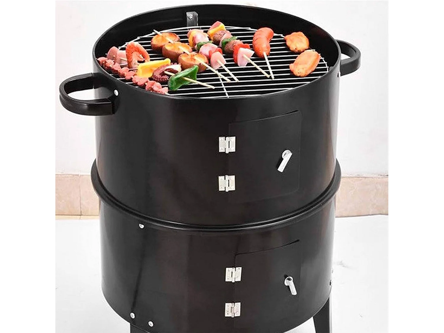 WELL HOME - Fumoir BBQ Ø40x78cm avec 2 grilles et thermomètre