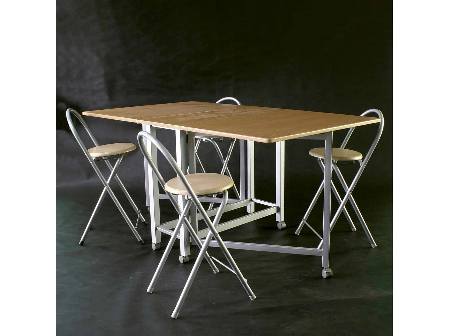 Book - Ensemble table et tabourets en bois naturel foncé 156 x 90 x 76 cm