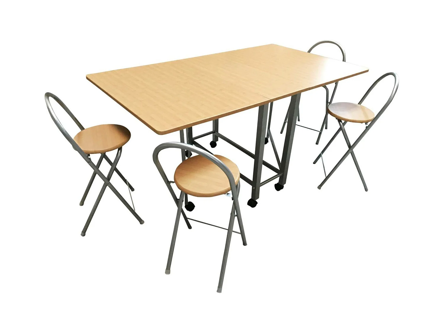 Book - Ensemble table et tabourets en bois naturel foncé 156 x 90 x 76 cm