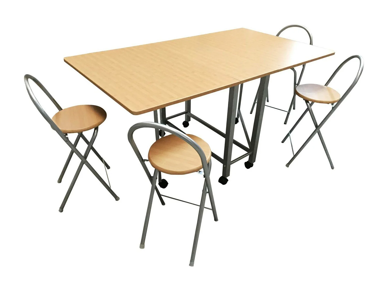 Book - Ensemble table et tabourets en bois naturel foncé 156 x 90 x 76 cm