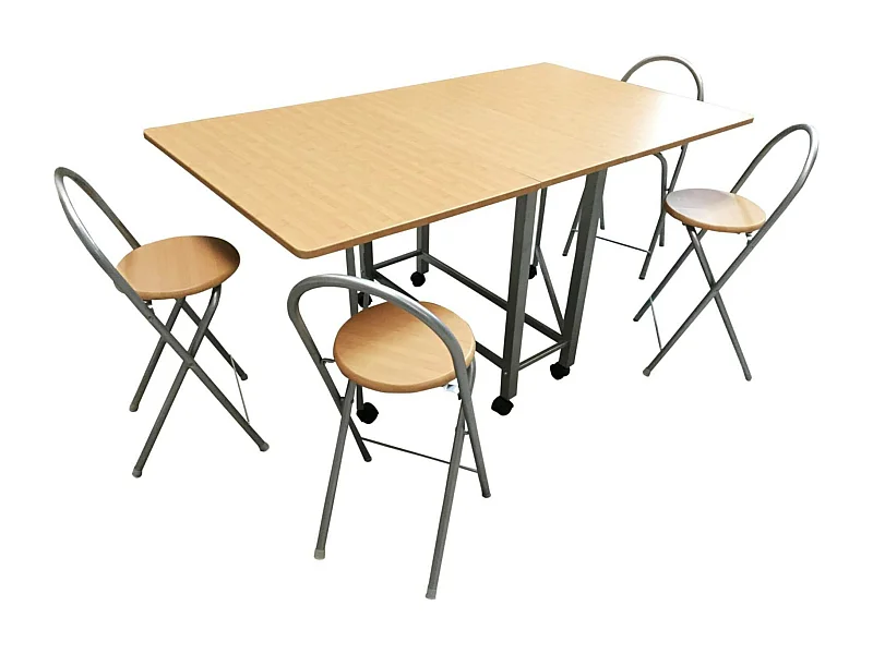 Book - Ensemble table et tabourets en bois naturel foncé 156 x 90 x 76 cm