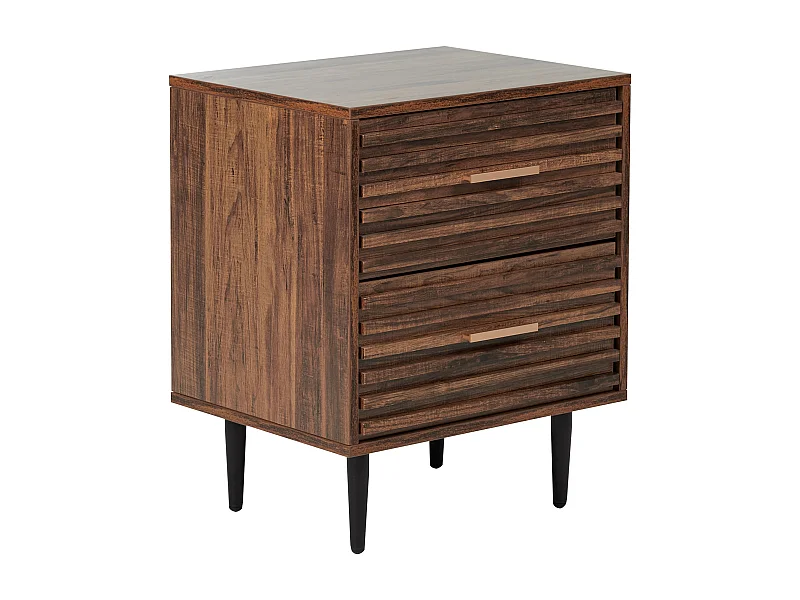 Nachtkastje met 2 lades KEITH Bewerkt hout Donkerbruin