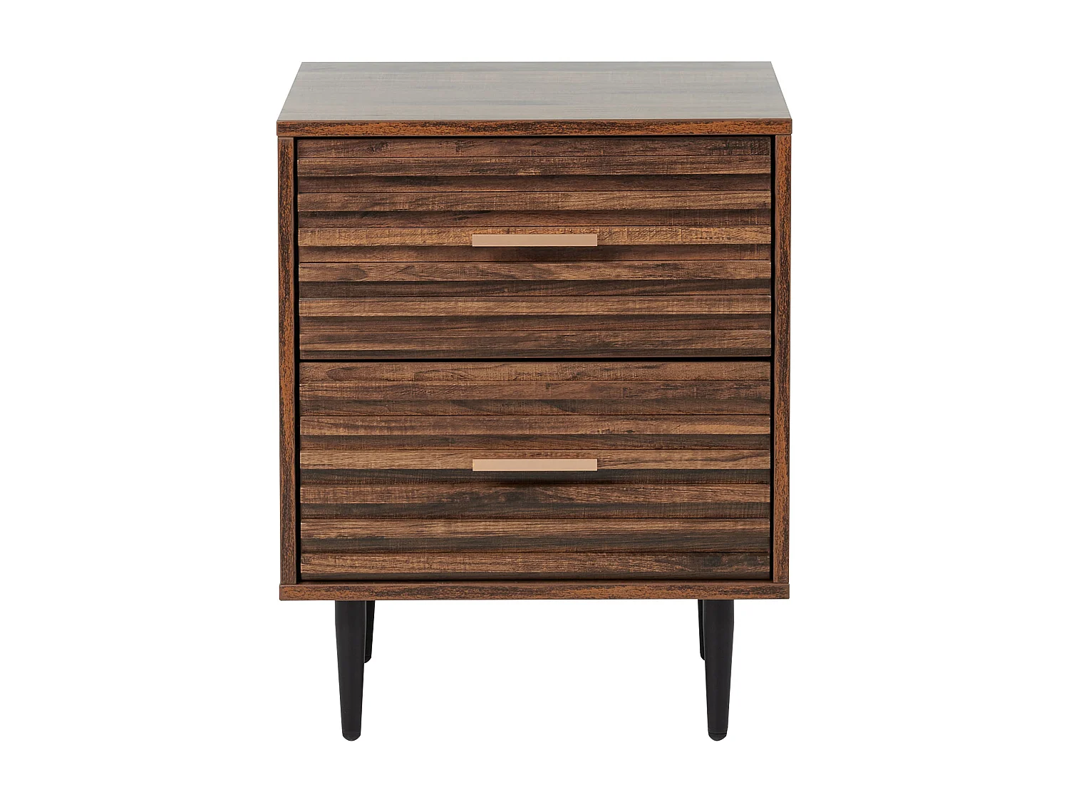 Nachtkastje met 2 lades KEITH Bewerkt hout Donkerbruin