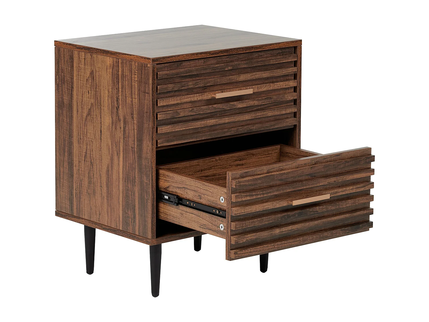 Nachtkastje met 2 lades KEITH Bewerkt hout Donkerbruin
