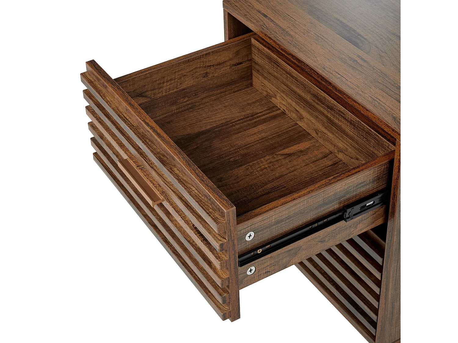 Nachtkastje met 2 lades KEITH Bewerkt hout Donkerbruin