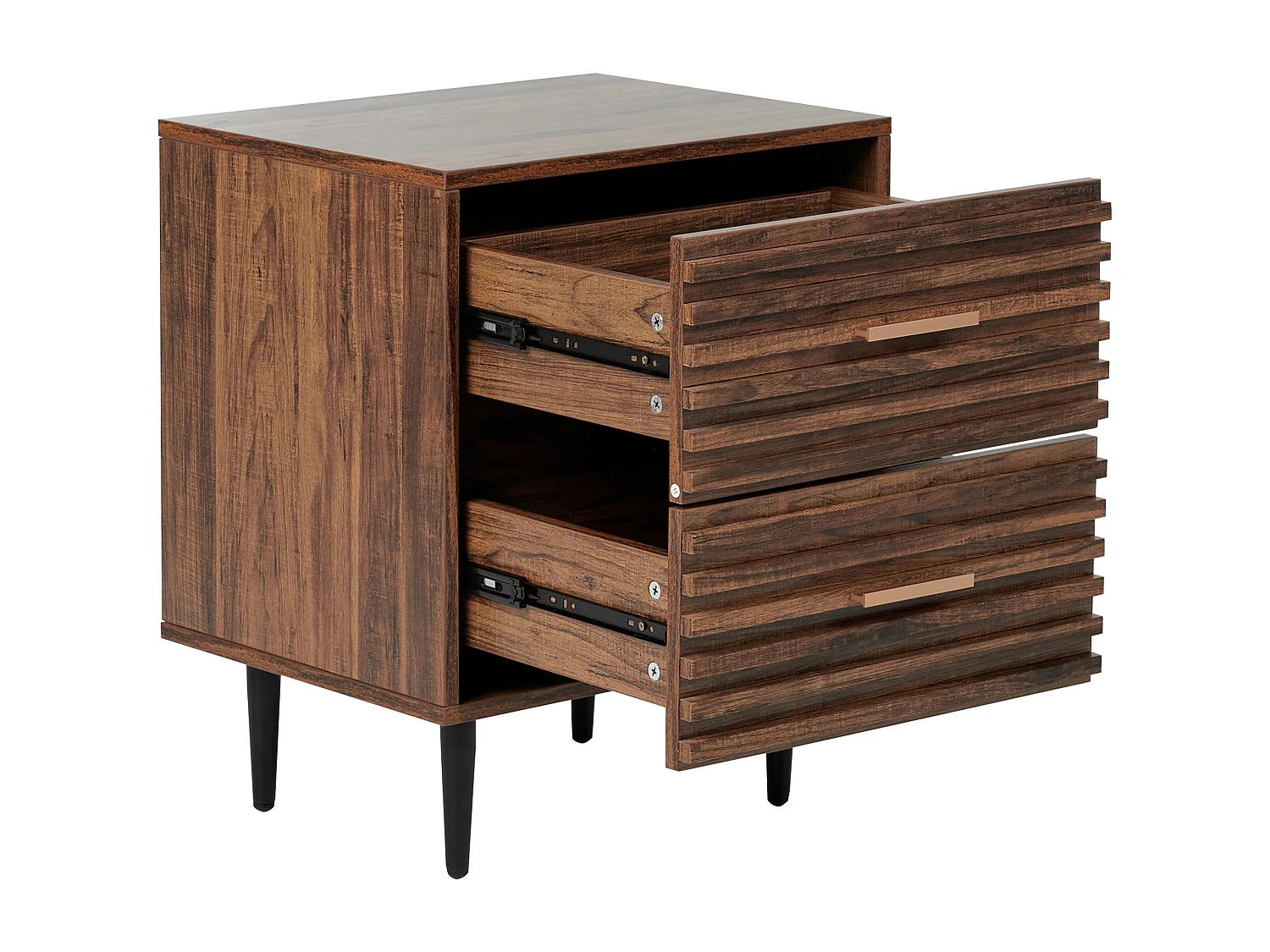 Table de nuit à 2 tiroirs KEITH Marron foncé