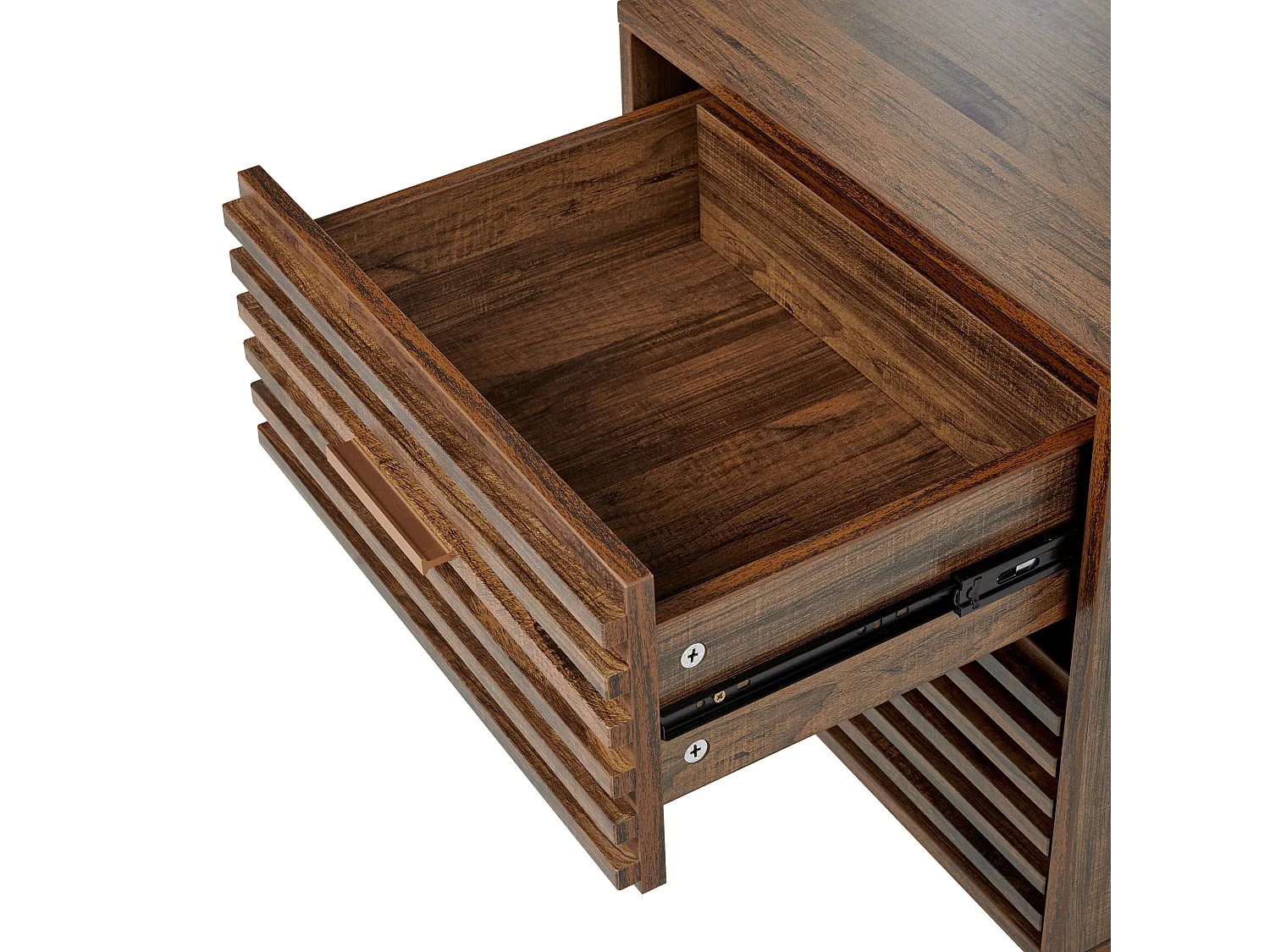 Table de nuit à 2 tiroirs KEITH Marron foncé