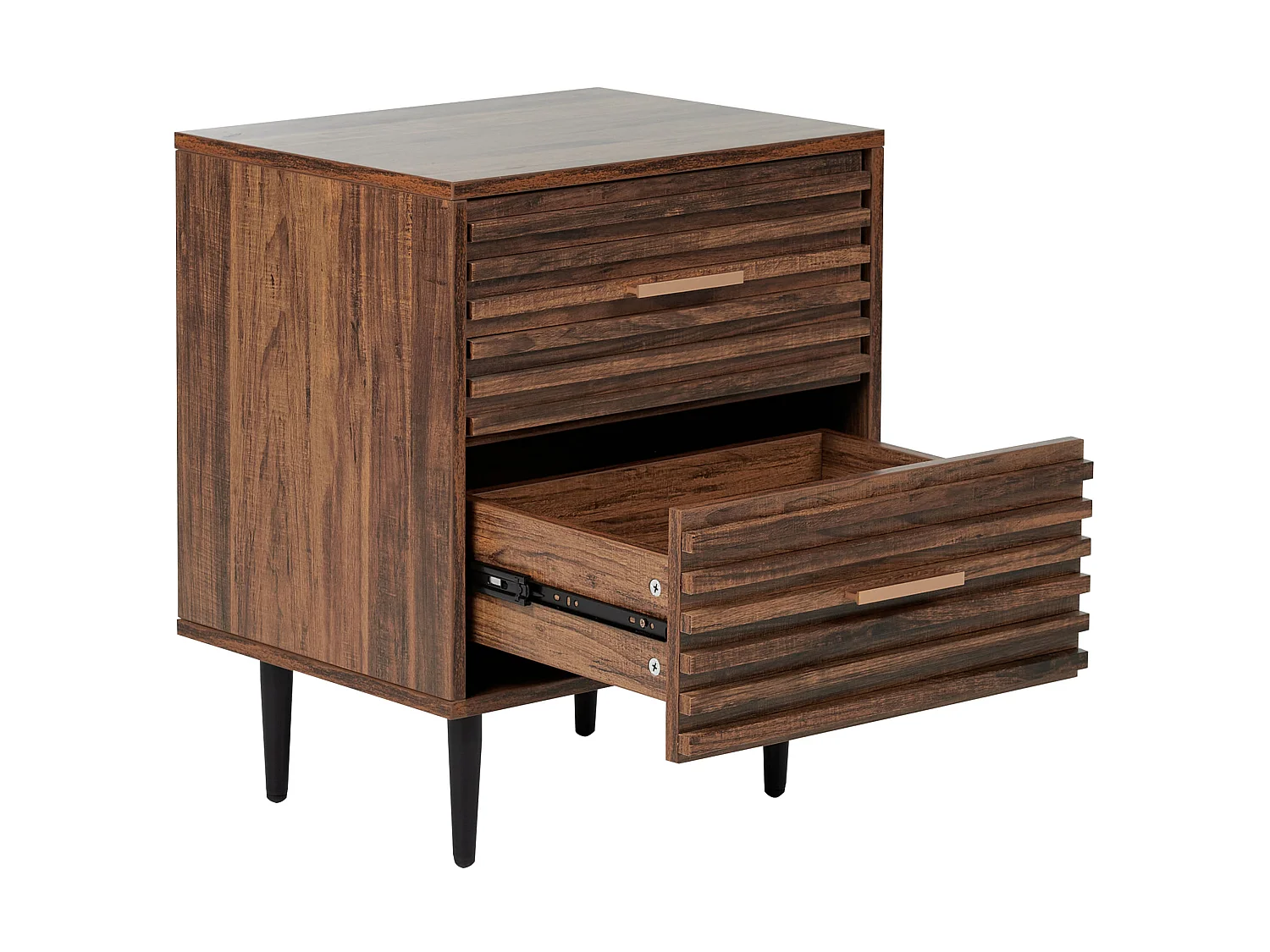 2 Drawer Bedside Table KEITH Dark Brown
