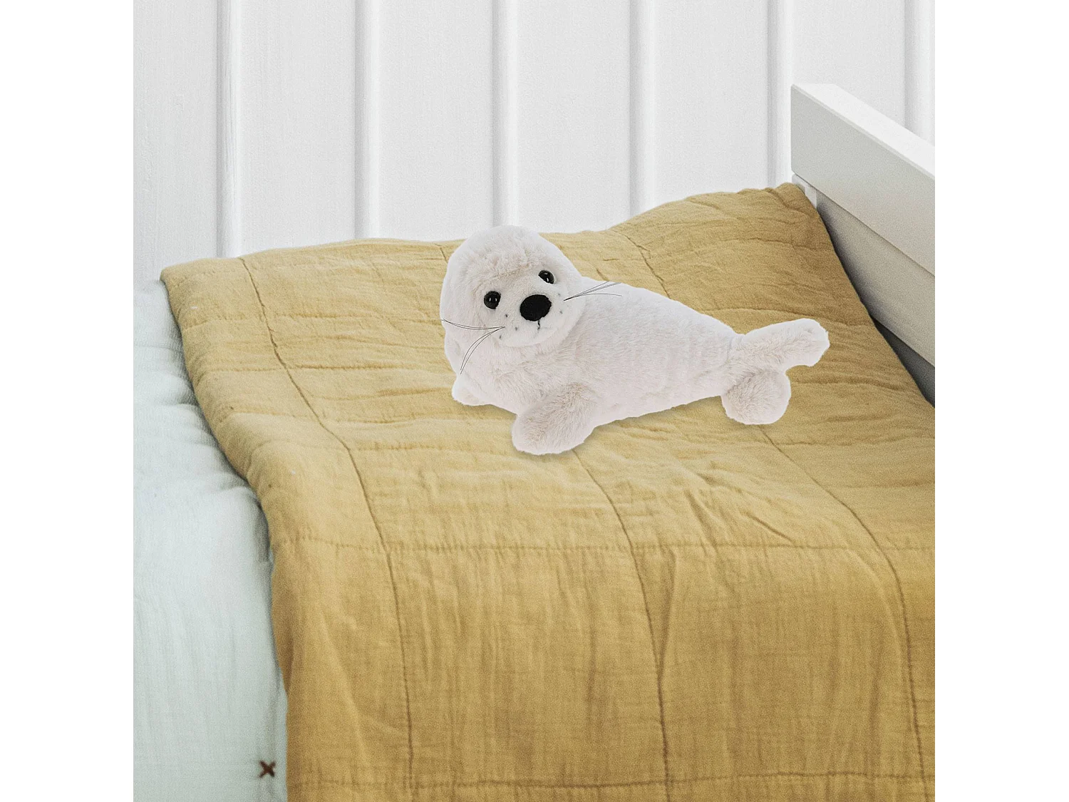 WELL HOME - Adorable peluche design phoque blanc de 33 cm.