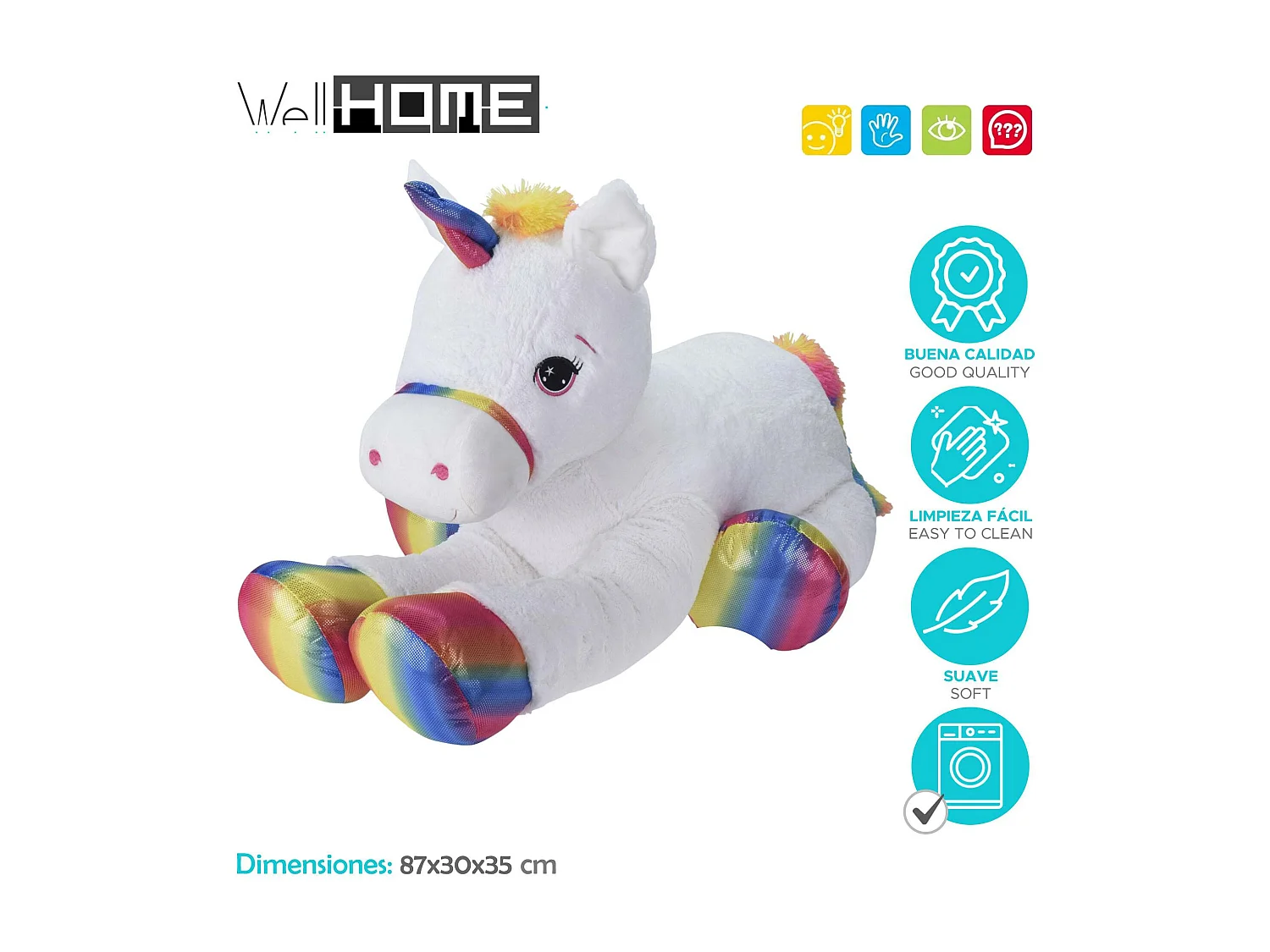 WELL HOME - Peluche design Licorne 87cm
