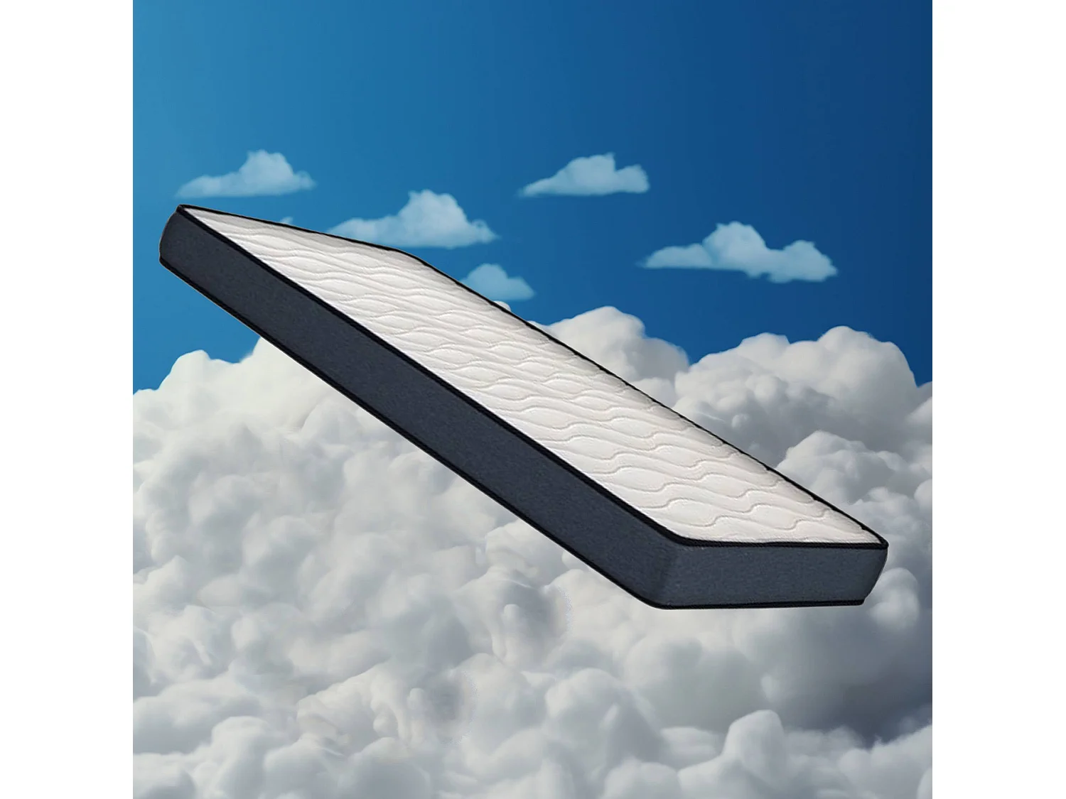 Bosco - Lit enfant et matelas en bois beige 195x98x148cm