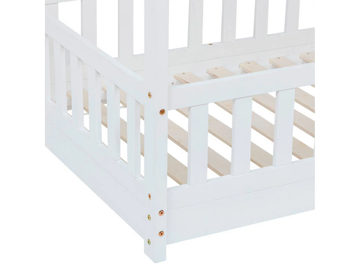 Bosco - Lit enfant et matelas en bois blanc 195x98x148cm