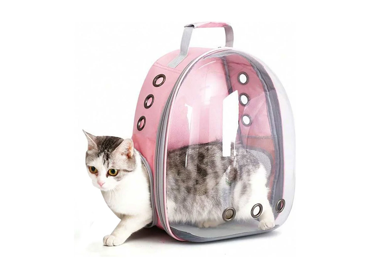 Sac à dos de transport pour animaux en polyester rose 33x43x26cm