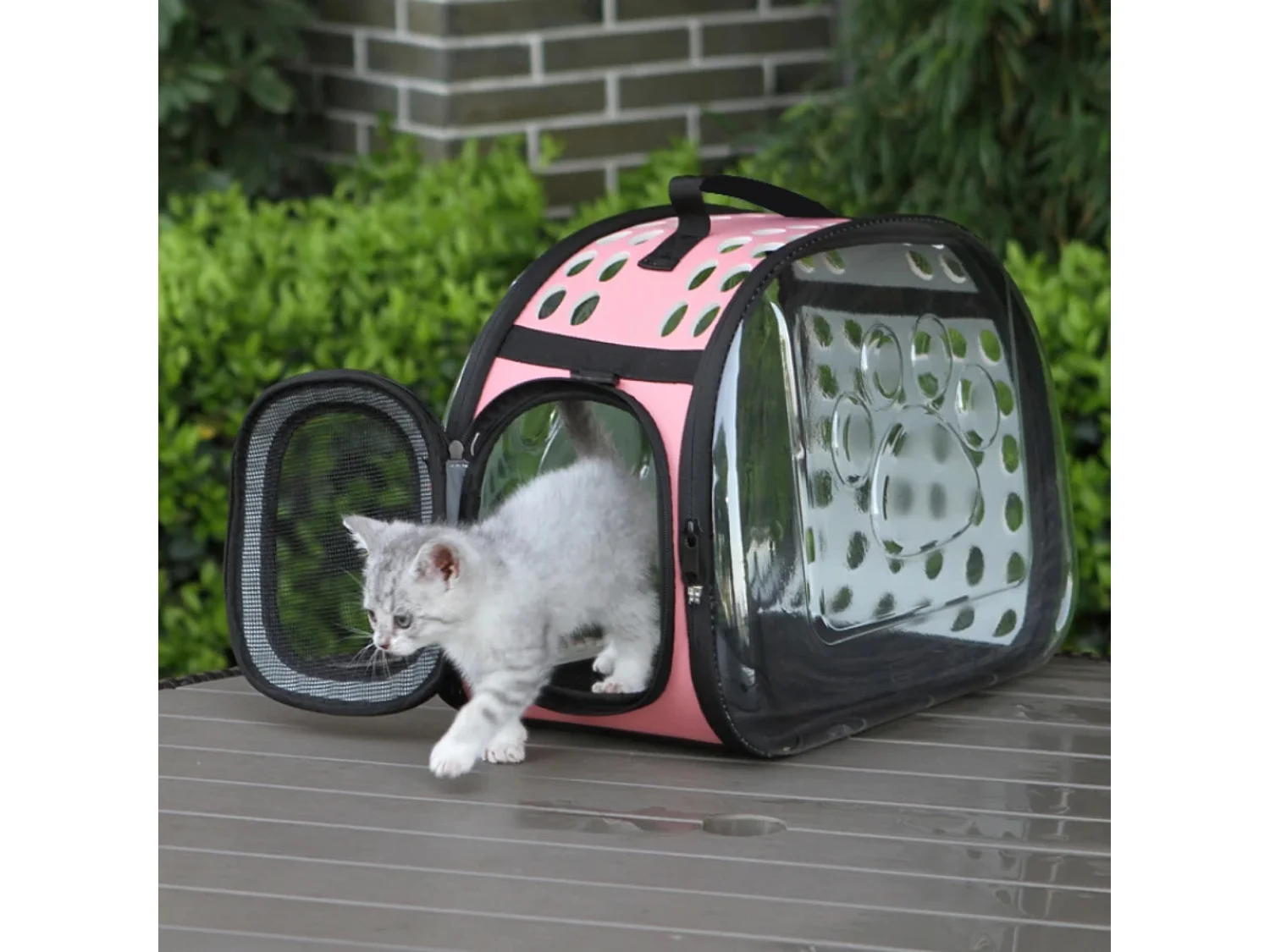 Caisse de transport pour animaux en polyester rose 43x4x33cm