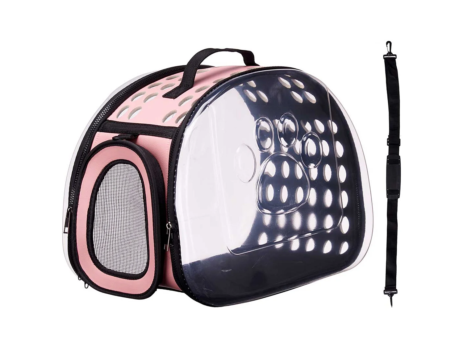 Caisse de transport pour animaux en polyester rose 43x4x33cm