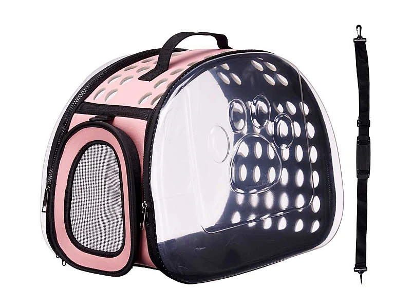 Caisse de transport pour animaux en polyester rose 43x4x33cm