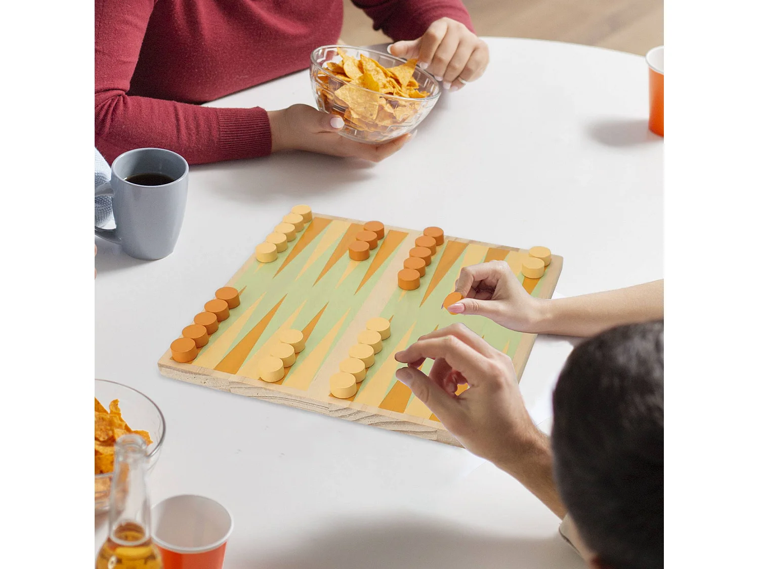 WELL HOME - Jeu de société BACKGAMMON avec sac en coton