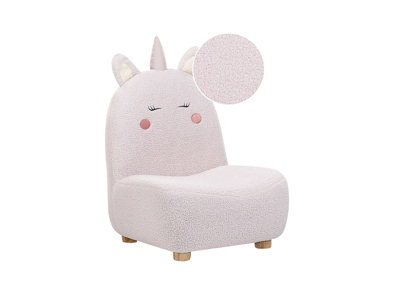 Kindersessel Teddy-Optik pastellrosa Tierform Einhorn LULEA