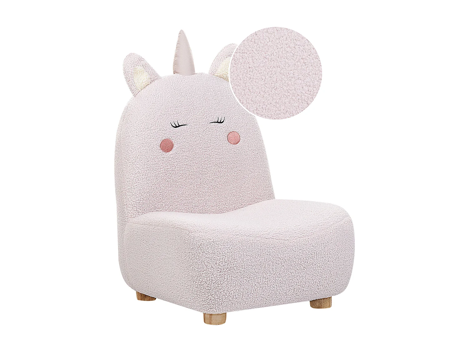 Kindersessel Teddy-Optik pastellrosa Tierform Einhorn LULEA