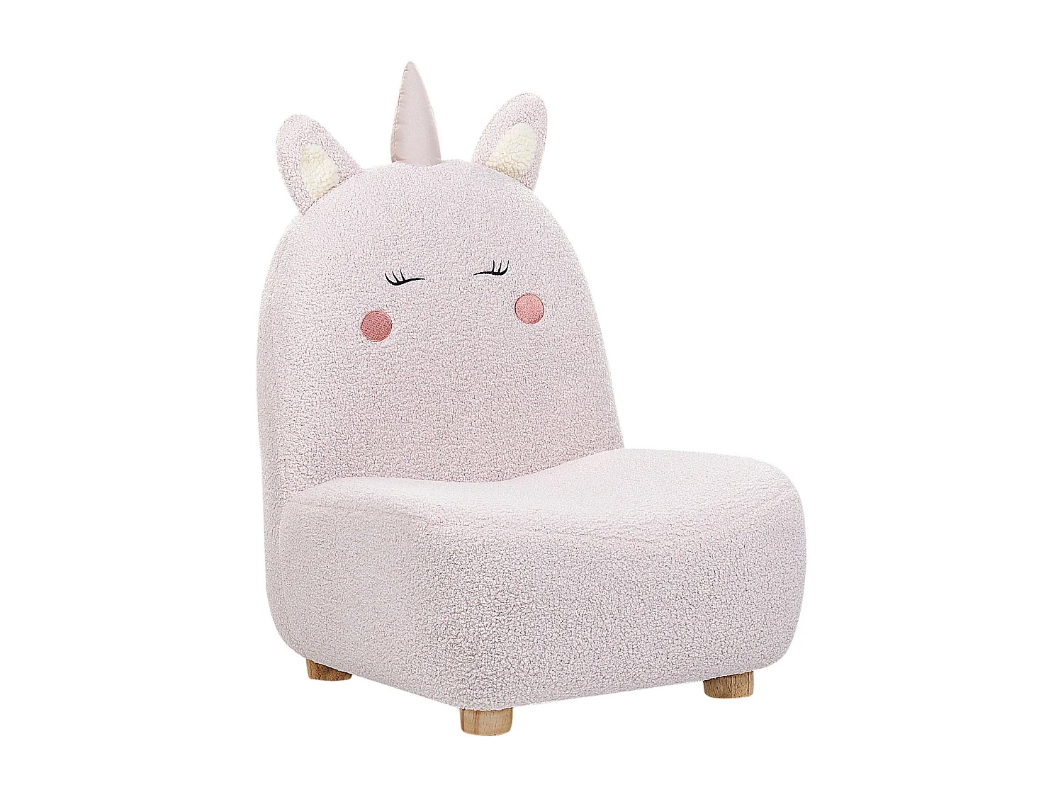 Kindersessel Teddy-Optik pastellrosa Tierform Einhorn LULEA