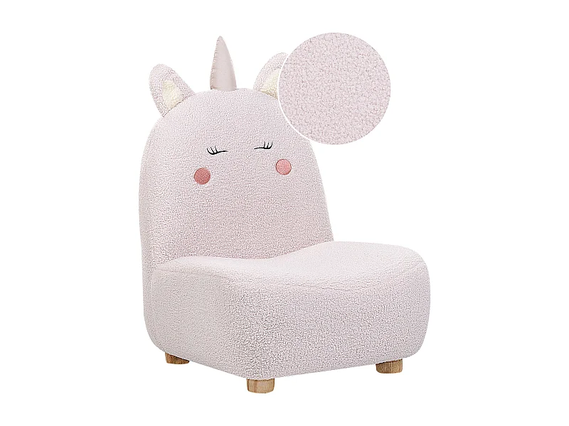 Fauteuil pour enfants Licorne LULEA Bouclé Rose pastel