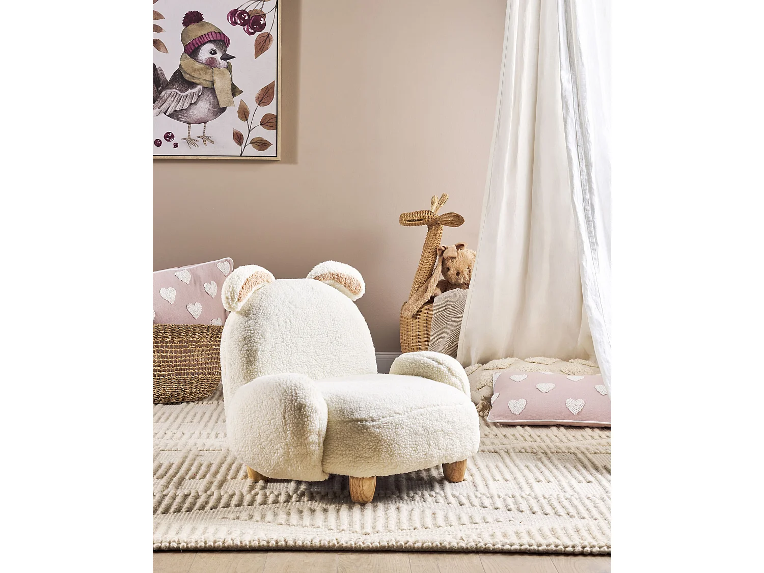 Kindersessel Teddy-Optik cremeweiss Tierform Hase KANNA