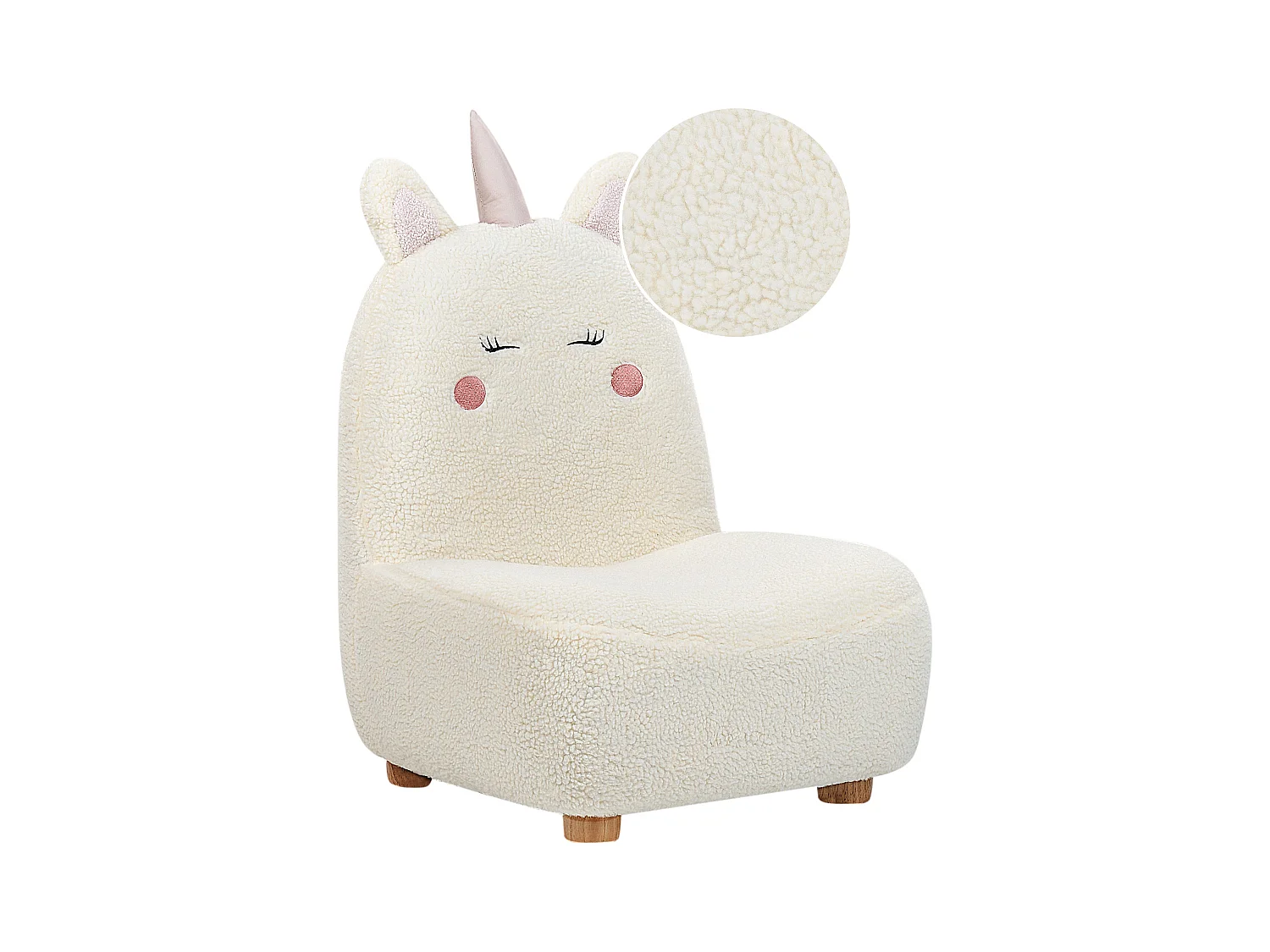 Fauteuil pour enfants Licorne LULEA Bouclé Blanc cassé