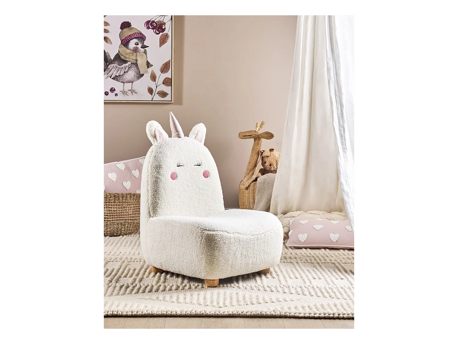 Fauteuil pour enfants Licorne LULEA Bouclé Blanc cassé