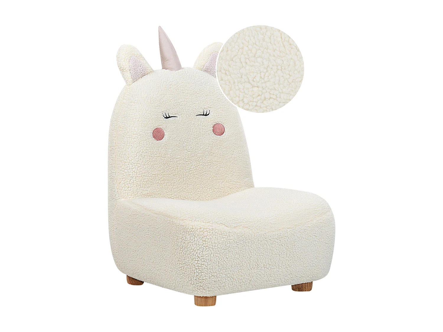 Fauteuil pour enfants Licorne LULEA Bouclé Blanc cassé