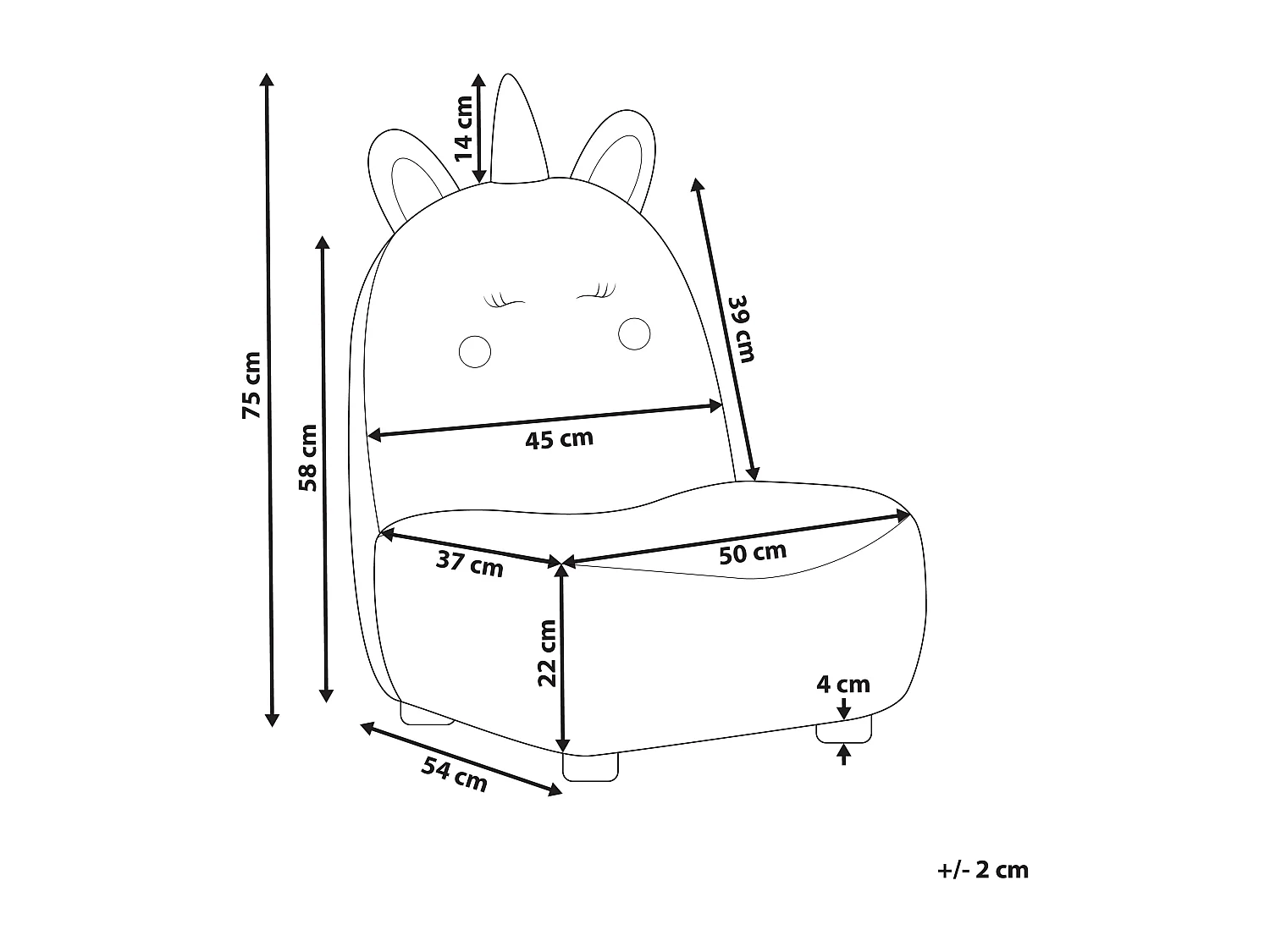 Fauteuil pour enfants Licorne LULEA Bouclé Blanc cassé