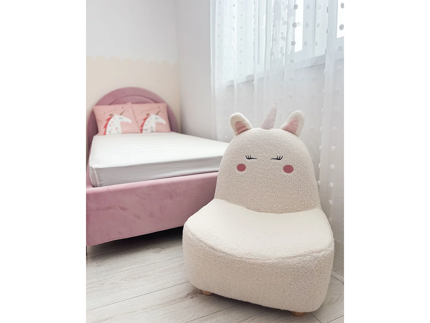 Kids Armchair Unicorn LULEA Boucle Off-White