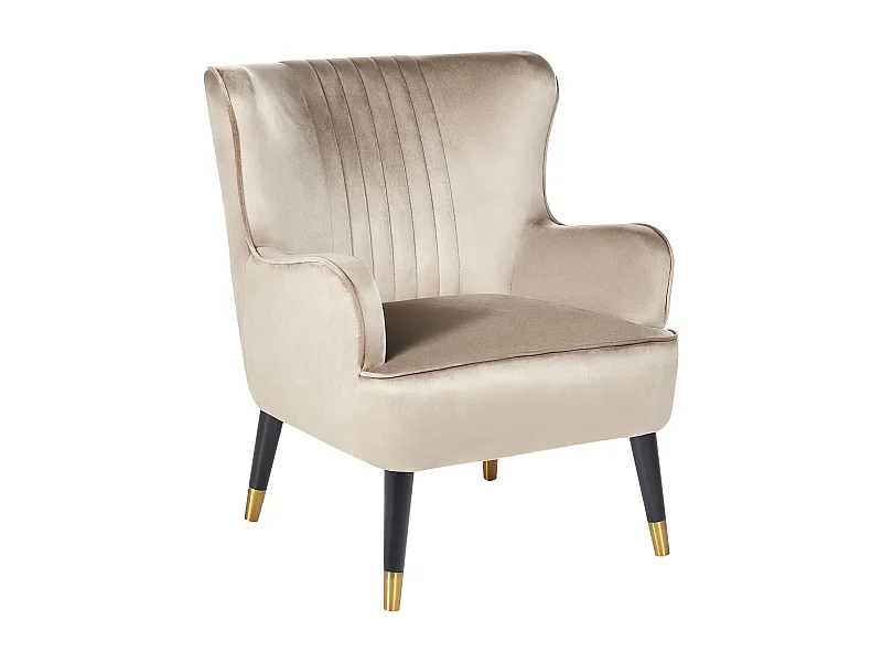 Fauteuil à oreilles VARBERG Velours Beige