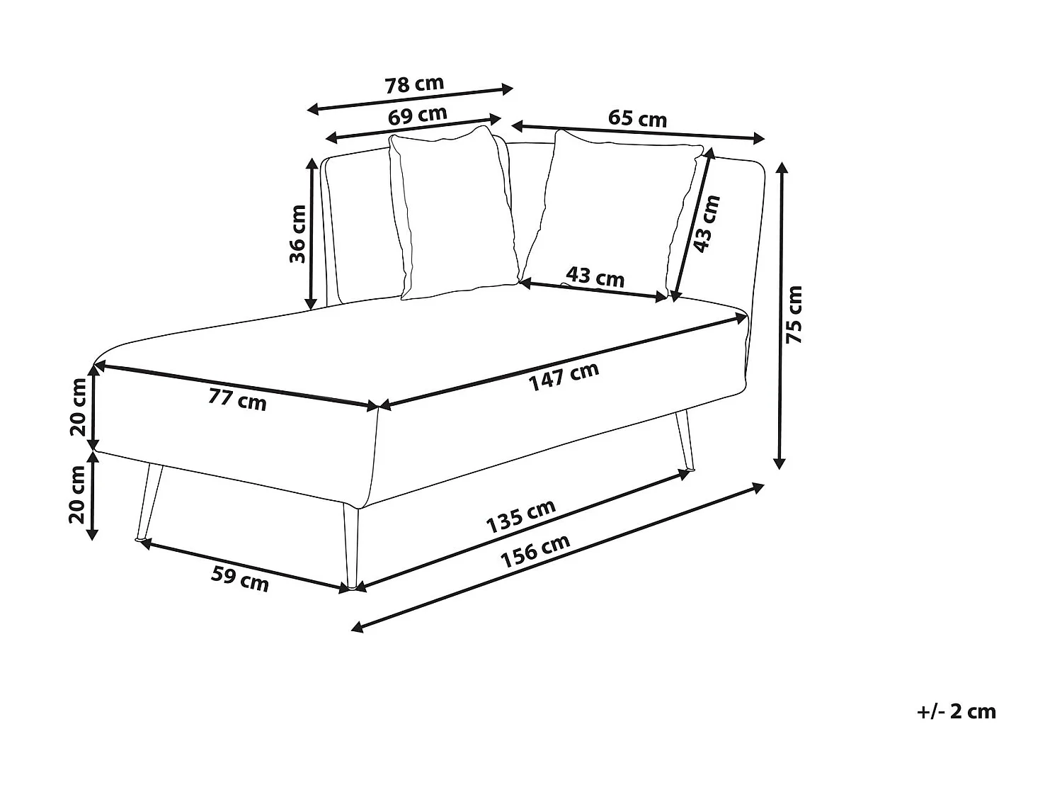 Chaise longue côté droit RIOM Tissu Vert