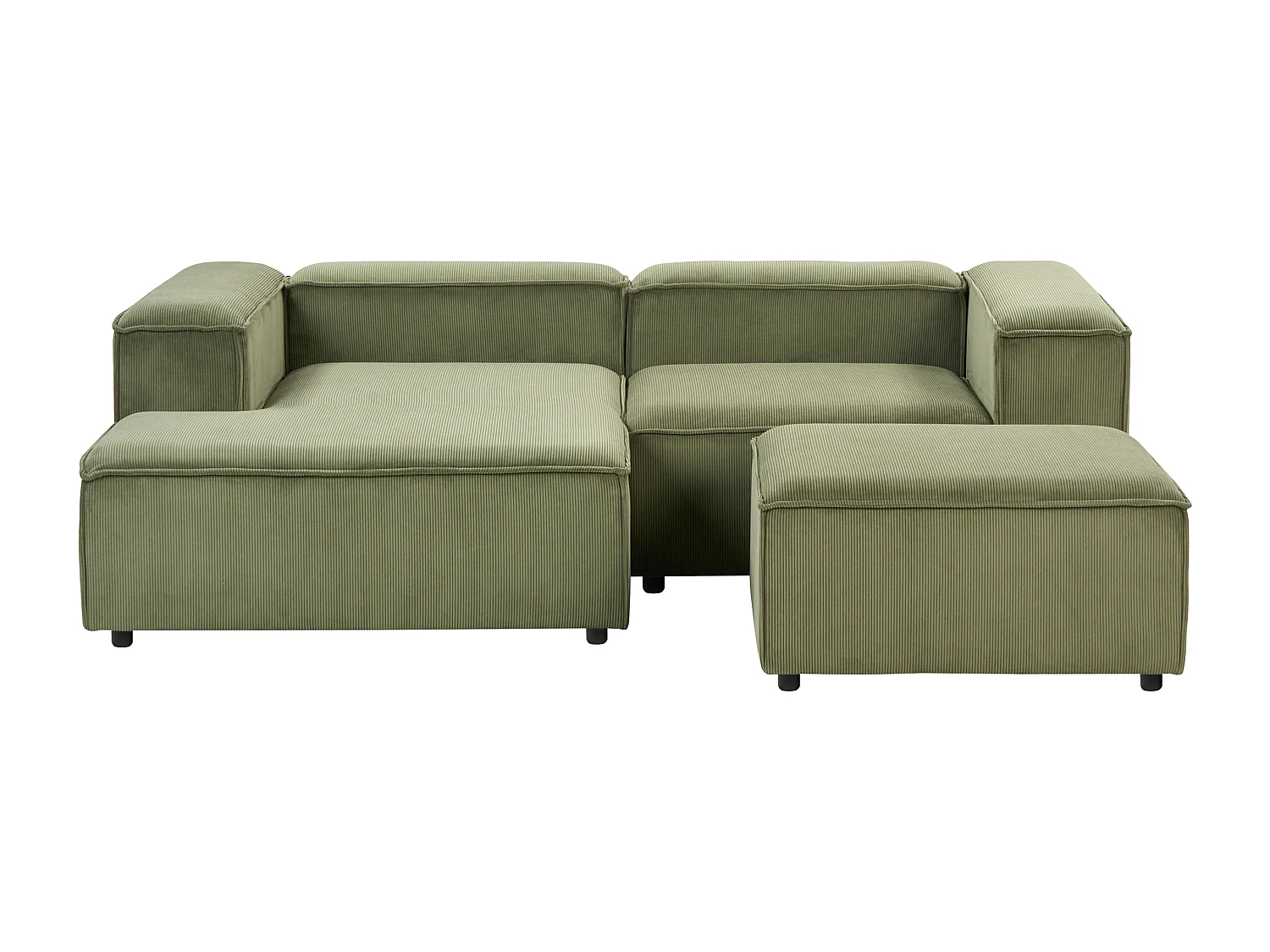 Modul-Ecksofa Cord grün 2-Sitzer Sofa Ottomane Chaiselongue rechts Ardal