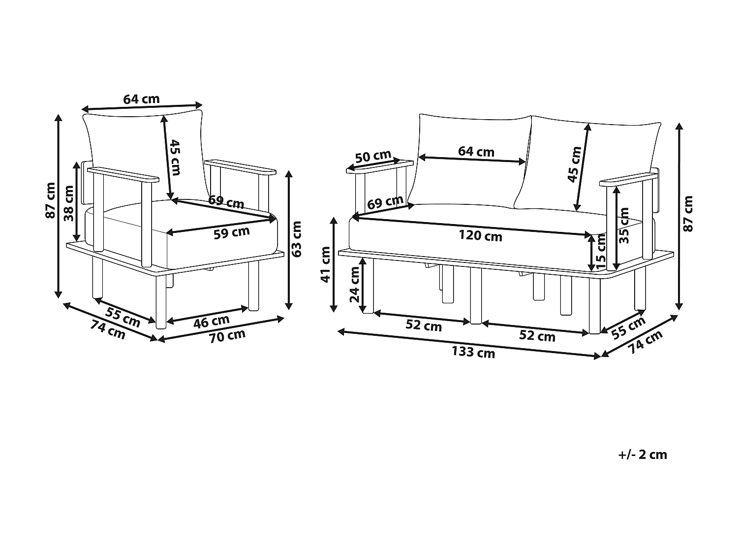 Sofa Set ASKER Stoff Sandbeige 3-Sitzer