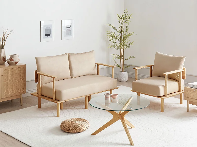 Ensemble de salon 3 places ASKER Tissu Beige sable