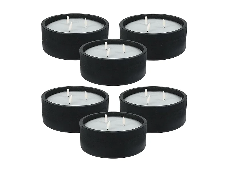 WELL HOME - Pack de 6 bougies LED rondes noires