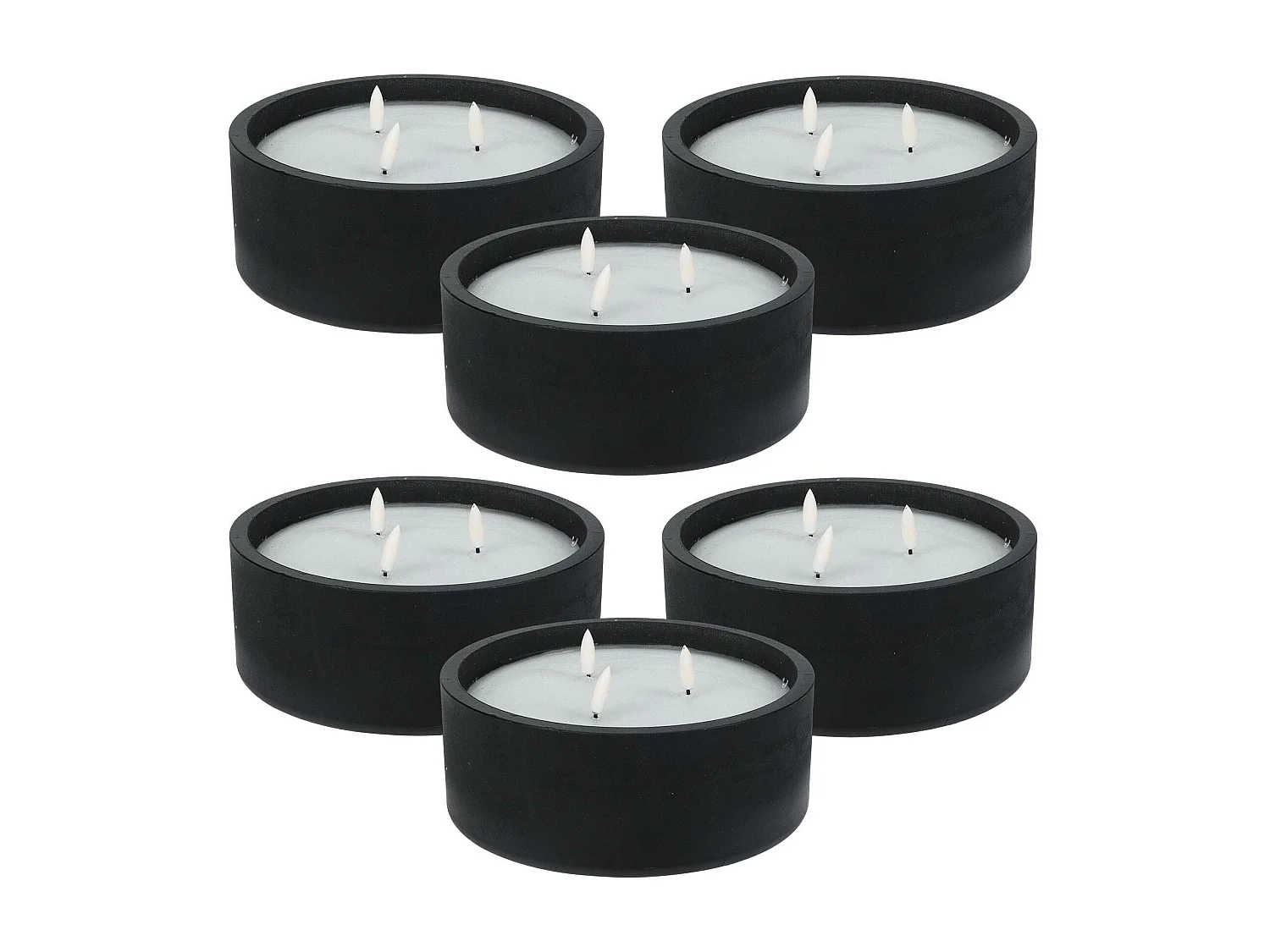 WELL HOME - Pack de 6 bougies LED rondes noires