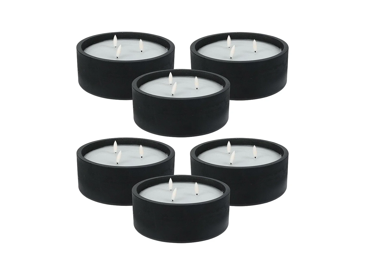 WELL HOME - Pack de 6 bougies LED rondes noires
