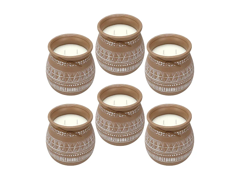 WELL HOME - Pack de 6 bougies aromatiques dans un récipient en ciment
