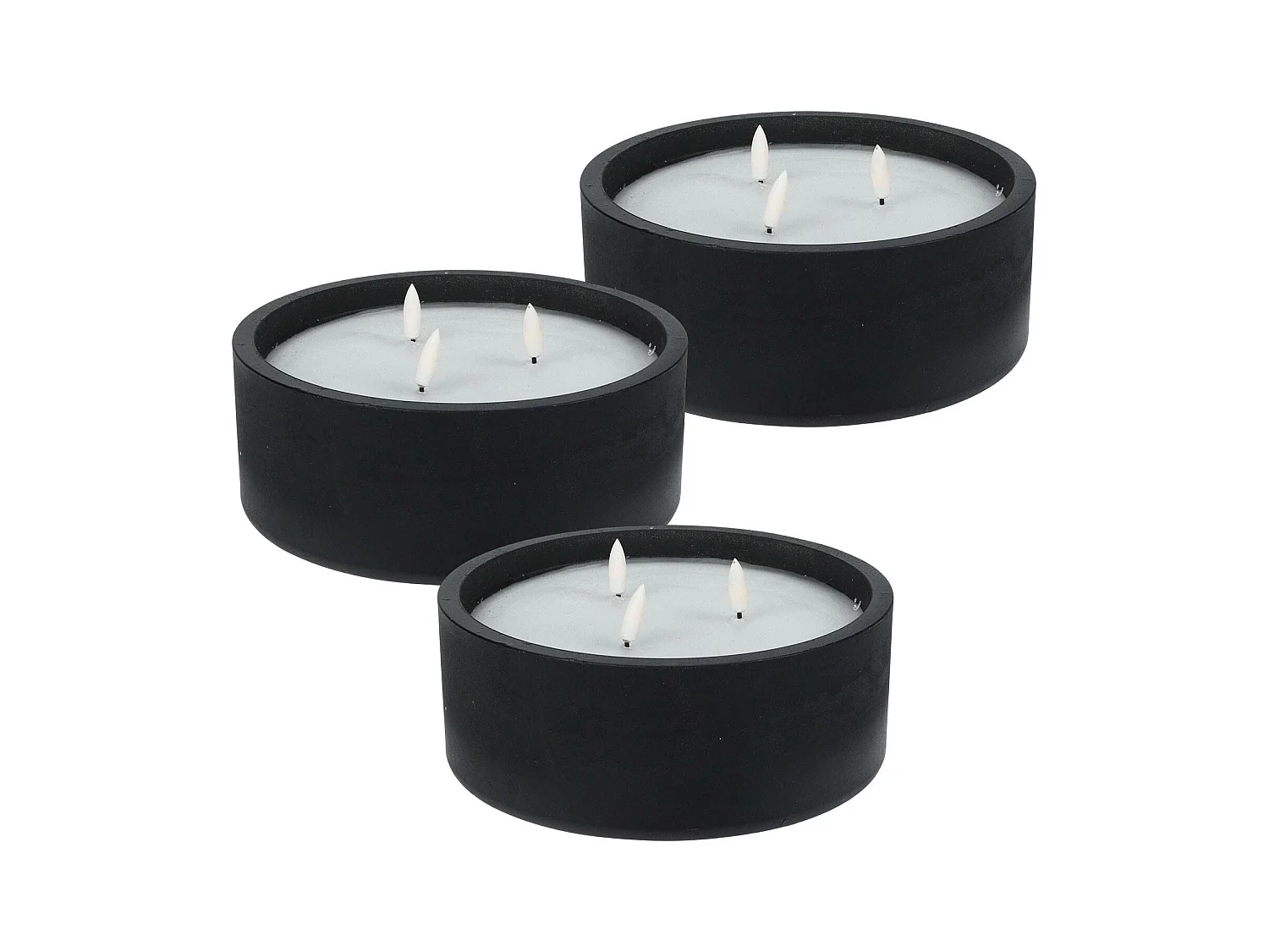 WELL HOME - Pack de 3 bougies LED rondes noires