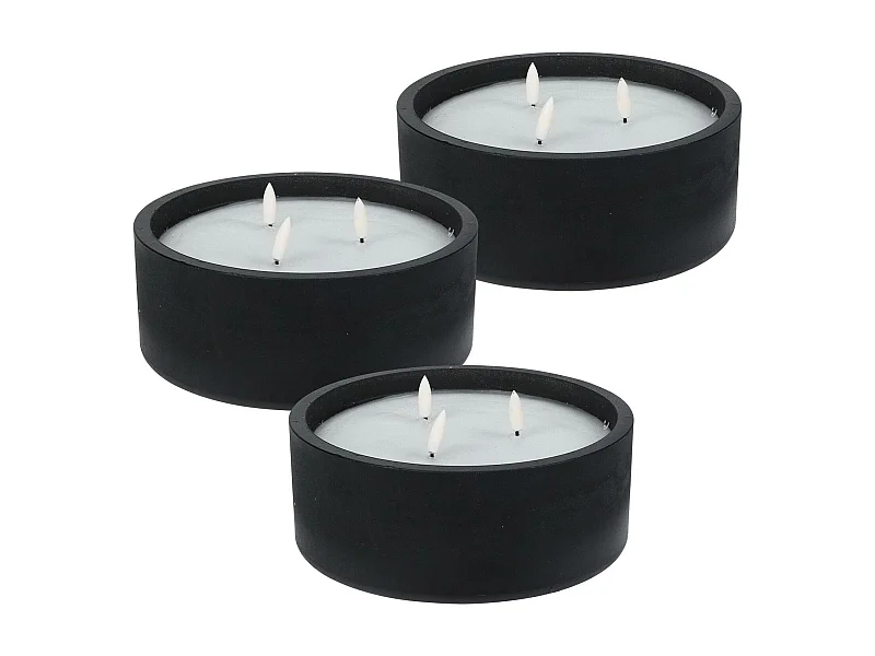 WELL HOME - Pack de 3 bougies LED rondes noires