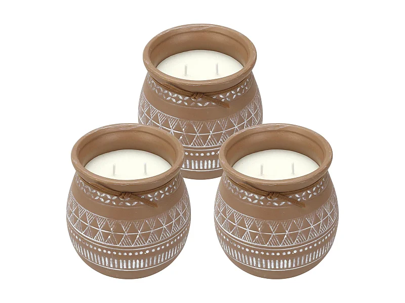 WELL HOME - Pack de 3 bougies aromatiques dans un récipient en ciment