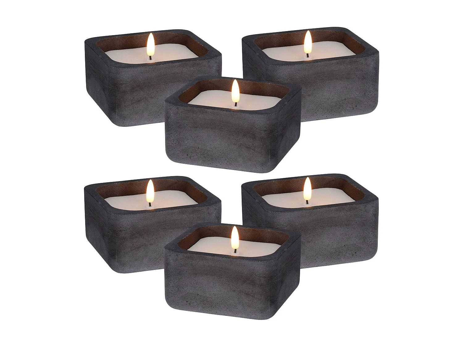 WELL HOME - Pack de 6 bougies LED carrées noires